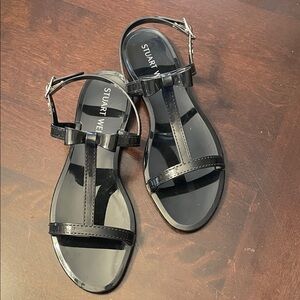 Stuart Weitzman Mellie Jelly Black Bow Sandals - Size 8 US